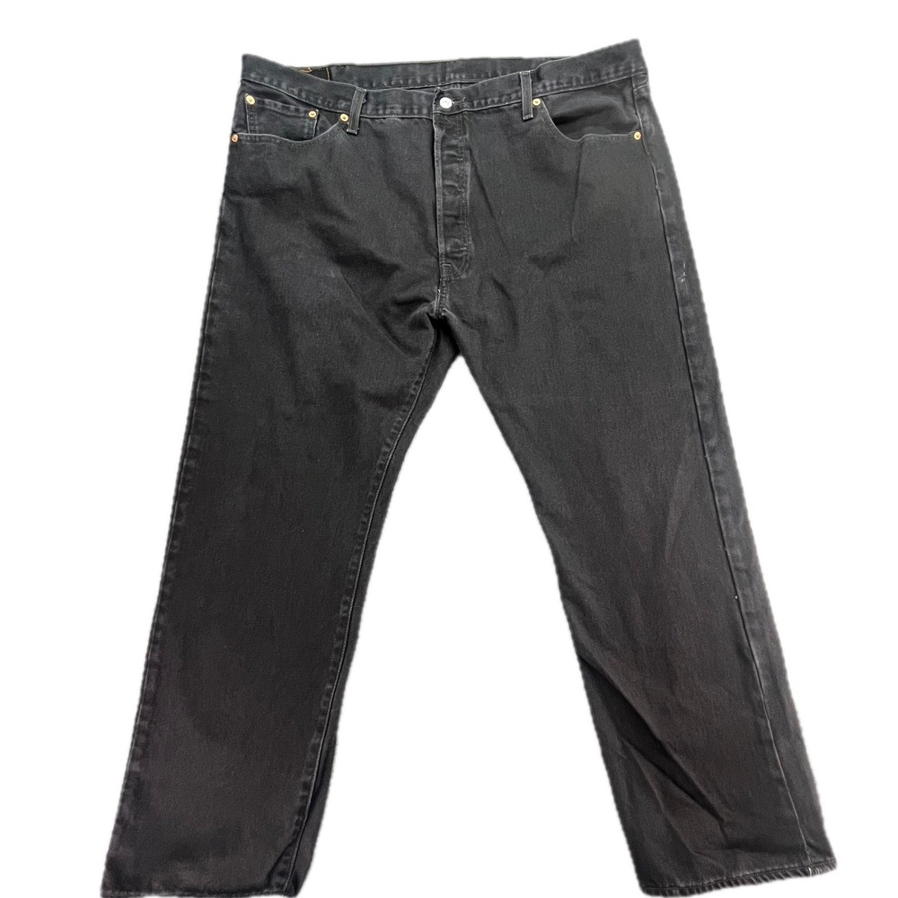 Levi Strauss 501 Mens Black Button Fly Jeans W44 L30 Straight Fit Denim